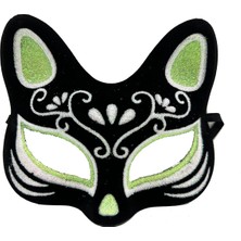 Hayat Store Siyah Renk Süet Kaplama Üzeri Gümüş Yeşil Simli Kedi Maskesi 17X14 cm - Lisinya