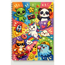 Black-One Özel Tasarım Temalı A5 Metal Spiralli Çizgisiz Kalın Bristol Kapak Özel Tasarım Temalı A5 Defter