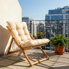 120X50 cm Şezlong Minderi – 10 cm Kalın Keten Bahçe Balkon Minderi, Konforlu Şezlong Yatağı