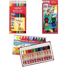 Hayat Store Boyama Seti Üçlü 12 Li Kuru Boya,sulu Boya.pastel Boya