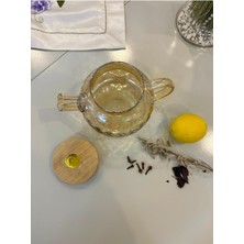 Feyza Design Vakumlu Bambu Kapaklı Isıya Dayanıklı Borosilikat Cam Demlik