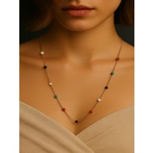 QA Quella Accessories Xuping Renkli Top Sıralı Soft Gold Zincir Uzun Kolye 60 cm