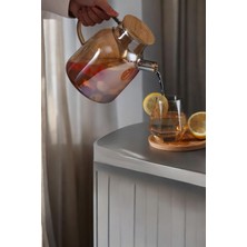 Feyza Design Borosilikat Cam Amber Bitki Çayı Demliği ve Sürahi, 1500 ml