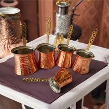 Feyza Design El Yapımı Bakır Cezve Takımı 5 Parça Set, 1-5 Numara
