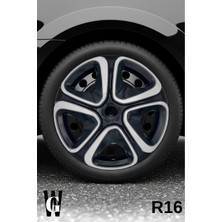 Whigor Ford Fiesta 16 Inç Jant Kapağı (4 Adet) Siyah Gri C103