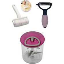 Feyza Design El Rondosu Kafes Hamur Kesici ve Soyucu Seti, 5 Bıçaklı