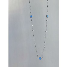 QA Quella Accessories Çelik Topçuk Nazar Silver Uzun Kolye 60 cm
