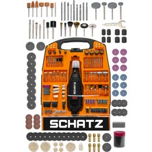 Schatz 302 Parça Devir Ayarlı 125 W Hobi Kalıpçı Gravür Seti El Motoru Mini Taşlama Seti Turuncu