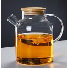 Feyza Design 1500 ml Cam Demlik ve Sürahi, Bambu Kapaklı, Şık ve Dayanıklı Tasarım