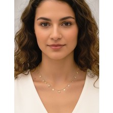 QA Quella Accessories Rodyum Mini Zirkon Taş Yıldız Sallantılı 14K Altın Kaplama Gold Kolye 45+5 cm