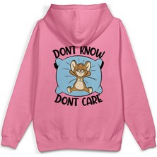 Overoz Tom ve Jerry Sırt Baskılı Kapüşonlu Yarı Oversize Unisex Sweatshirt Pembe Hoodie 1381