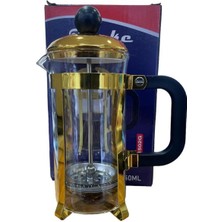 Feyza Design Şık 350ML French Press Altın Renkli Kahve Demleme Aracı