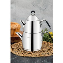 Feyza Design Emirgan Aile Boy Çaydanlık Takımı, Şık ve Dayanıklı Silikon Saplı Tasarım