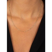QA Quella Accessories Xuping Figaro Ince Klasik 14K Gold Zincir Kolye 45 cm