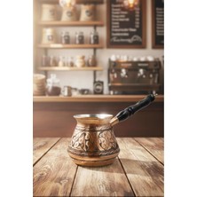 Feyza Design Elit Bakır Külhan Cezve 3 No ve 7 Fincan Oyma Işleme Skoç TURNA1269-4