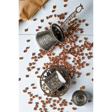 Feyza Design Iki Kişilik Oymalı Döküm Cezve ve Bakır Işlemeli Türk Kahve Fincanı Seti