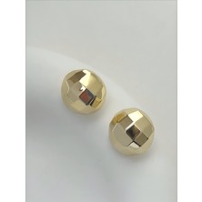 QA Quella Accessories Xuping Disko Topu  Parlak 14 Ayar Altın Kaplama Gold Küpe