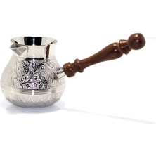 Feyza Design 4'' Pirinç Cezve, Şık Gümüş Renk, Dayanıklı ve Güçlü Tasarım