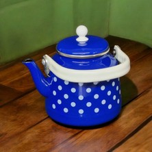 Feyza Design Mavi Puantiyeli Emaye Çaydanlık 1,4 Litre, Şık ve Dayanıklı Tasarım