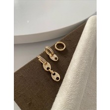 QA Quella Accessories Özel Seri  Üçlü M  Gold Küpe