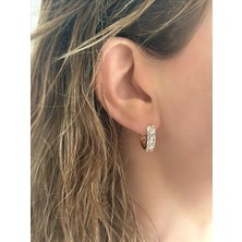 QA Quella Accessories Xuping Baget Beyaz Zirkon Taş Gold Küpe