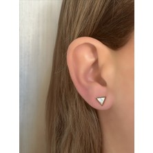 QA Quella Accessories Çelik Mini Üçgen Sedef 14K Gold Küpe