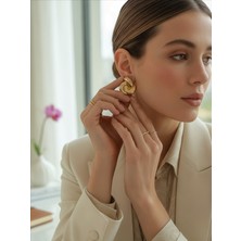 QA Quella Accessories Özel Seri Büyük Geçmeli Burgu 14 Ayar Altın Kaplama Gold Küpe