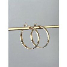 QA Quella Accessories Rodyum Basic Kalın Geçiş Halka 14 Ayar Altın Kaplama Gold Küpe Çap: 3,5 cm