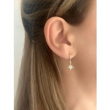 QA Quella Accessories Özel Seri Mini Zirkon Kutup Yıldız Sallantılı Gold Küpe