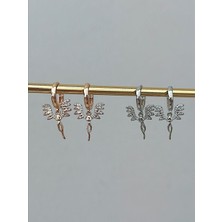QA Quella Accessories Rodyum Zirkon Melek Küpe  - Gold