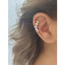 QA Quella Accessories Xuping Özel Tasarım Renkli Zirkon Earcuff Kıkırdak Küpe - Sağ