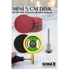 Creatividad Solutions Pimli Mini Cırt Zımpara Taban Seti Gravür ve Matkap Uyumlu 5 cm 60 Adet Zımparalı Set 721757