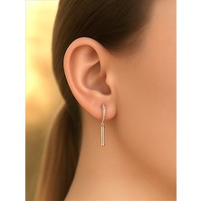 QA Quella Accessories Xuping Tasarım Halka Zirkon Silindir Sallantılı Soft Rose-Gold Küpe