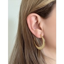 QA Quella Accessories Çelik Halka Ay  Gold Küpe