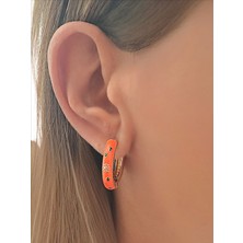 QA Quella Accessories Rodyum Turuncu Mini Çiçekli Halka Gold Küpe