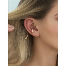 QA Quella Accessories Rodyum Tasarım   Earcuff 14 Ayar Gold Kıkırdak Küpe