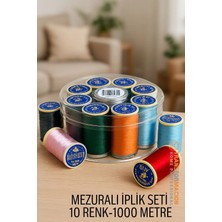 Creatividad Solutions Dikiş Ipliği Seti - 10 Renk 1000 mt Kutulu Mezuralı Dikiş Seti 722075