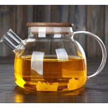 Feyza Design 900 ml Bambu Kapaklı Isıya Dayanıklı Cam Demlik, Şık ve Fonksiyonel Tasarım