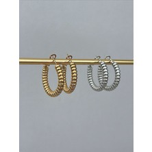 QA Quella Accessories Çelik Tırtıklı Halka Küpe - Gold