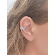 QA Quella Accessories Özel Seri Zirkon Yıldız Sarmal Gümüş Earcuff Kıkırdak Küpe