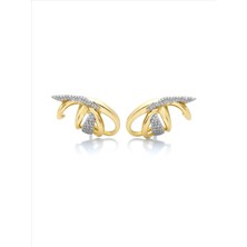 QA Quella Accessories Rodyum Sarmal Beyaz Zirkon Gold Küpe