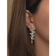 QA Quella Accessories Özel Seri B   Gümüş Zirkon Gold Küpe