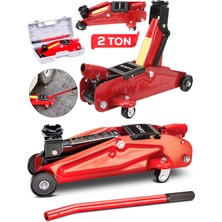 Schatz 2 Ton Tekerlekli Arabalı Hidrolik Timsah Kriko Çantalı Kırmızı