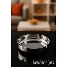 Creatividad Solutions Paslanmaz Yuvarlak Küllük - Metal Kül Tablası - Masaüstü Küllük 722215