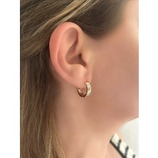 QA Quella Accessories Xuping Halka Zirkon Çiçek Soft Rose Gold Küpe