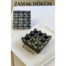 Creatividad Solutions Kapaklı Zamak Döküm Kare Küllük Metal Kül Tablası - Kafe Küllüğü Sarı-Kahve  721608