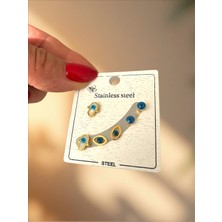 QA Quella Accessories Çelik Göz Nazar Boncuk 6 Lı Set Küpe