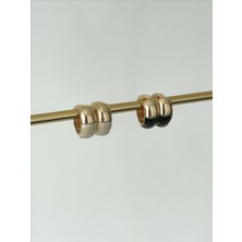 QA Quella Accessories Rodyum 14 Ayar Siyah & Beyaz Halka Soft Rose-Gold Küpeler - Beyaz