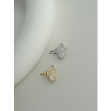 QA Quella Accessories Özel Seri Kelebek Zirkon Gümüş & Gold Earcuff Kıkırdak Küpe - Gold