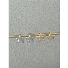 QA Quella Accessories Özel Seri Bombe Çift Yıldız 14K Gümüş & Gold Küpeler - Gold